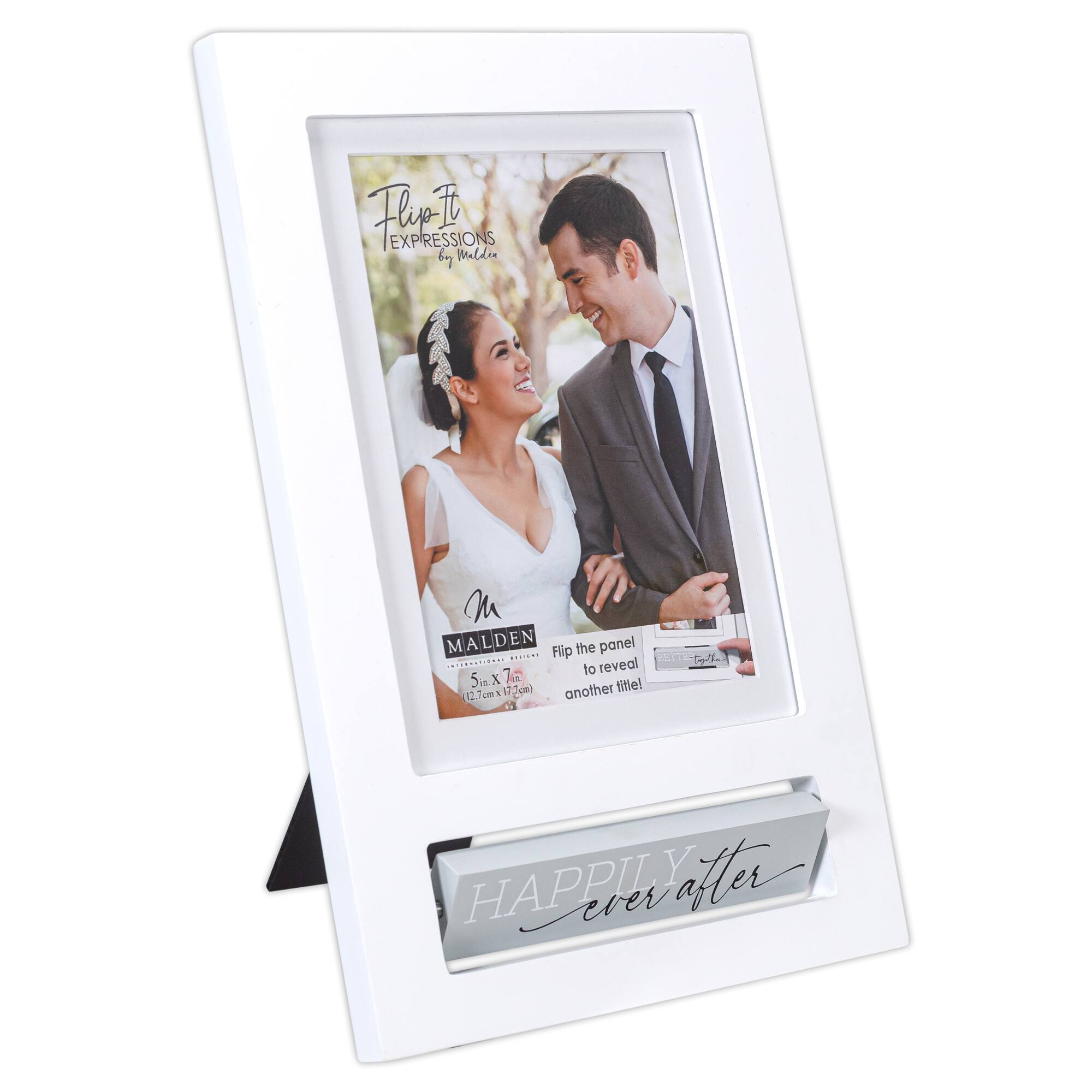 Malden International Designs Happily Ever After White 5" x 7" Flip It Frame